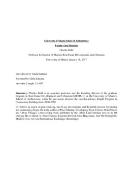 Interview Charles C. Bohl, 18 January 2017