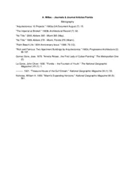 Aristides J. Millas - Journals and Journal Articles FLORIDA