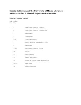Murrell, Ethel E. Papers