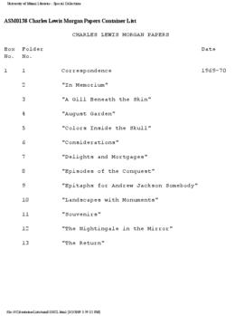 Charles Lewis Morgan papers